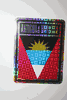 ANTIGUA & BARBUDA COUNTRY FLAG SMALL METALIC CAR AUTOMIBLE BUMPER STICKER DECAL EMBLEM . NEW