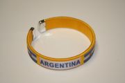 ARGENTINA YELLOW COUNTRY FLAG FLEXIBLE METAL NYLON BRACELET .... FIFA WORLD CUP SOCCER FOOTBALL ... NEW