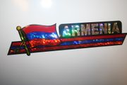 ARMENIA  COUNTRY FLAG LONG METALIC BUMPER STICKER DECAL EMBLEM .. NEW