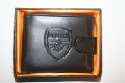 ARSENAL FOOTBALL CLUB BLACK LEATHER WALLET ... SOCCER .. NEW