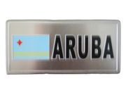 ARUBA COUNTRY FLAG SMALL METAL LICENSE PLATE STICKER DECAL EMBLEM .. NEW
