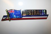 AUSTRALIA COUNTRY FLAG LONG METALIC BUMPER STICKER DECAL EMBLEM .. FIFA WORLD CUP SOCCER FOOTBALL ... NEW