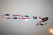 AUSTRALIA WHITE COUNTRY FLAG LANYARD KEYCHAIN PASSHOLDER ... RUGBY SOCCER ...NEW