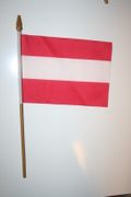 AUSTRIA COUNTRY 4" X 6" SMALL STICK FLAG WITH 10 INCH POLE ... NEW