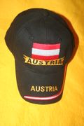 AUSTRIA COUNTRY FLAG EMBROIDERED BLACK HAT CAP .. NEW
