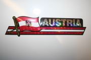 AUSTRIA COUNTRY FLAG LONG METALIC BUMPER STICKER DECAL EMBLEM .. NEW