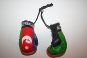 AZERBAIJAN COUNTRY FLAG PAIR OF MINIATURE BOXING GLOVER FOR CAR .. NEW