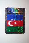 AZERBAIJAN COUNTRY FLAG SMALL METALIC CAR AUTOMOBILE BUMPER STICKER DECAL EMBLEM .. NEW