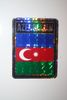 AZERBAIJAN COUNTRY FLAG SMALL METALIC CAR AUTOMOBILE BUMPER STICKER DECAL EMBLEM .. NEW