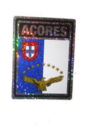 AZORES SQUARE COUNTRY FLAG METALLIC BUMPER STICKER DECAL .. SIZE 3" X 4" INCHES .. NEW