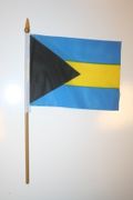 BAHAMAS COUNTRY 4" X 6" SMALL STICK FLAG ON 10" POLE ..NEW