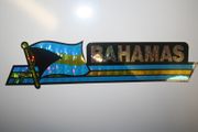 BAHAMAS COUNTRY FLAG LONG METALIC BUMPER STICKER DECAL EMBLEM .. NEW