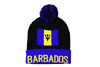 BARBADOS BLACK BLUE COUNTRY FLAG TOQUE HAT WITH POM POM