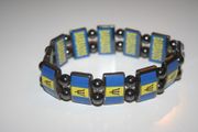 BARBADOS COUNTRY FLAG FLEXIBLE METAL REVERSIBLE BRACELET ... NEW