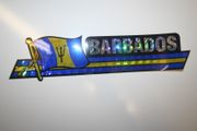 BARBADOS COUNTRY FLAG LONG METALIC BUMPER STICKER DECAL EMBLEM FOR CAR .. NEW