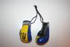 BARBADOS COUNTRY FLAG PAIR OR MINIATURE BOXING GLOVES FOR CAR .. NEW