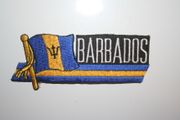 BARBADOS COUNTRY FLAG WORD IRON-ON PATCH CREST BADGE .. NEW