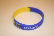 ***SOLD OUT ****BARBADOS COUNTRY FLAG YELLOW AND BLUE SILICONE BRACELET .... SOCCER CRICKET ....NEW