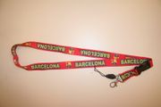 BARCELONA FC FOOTBALL CLUB RED LANYARD KEYCHAIN PASSHOLDER ... EUROPEAN SOCCER .. NEW 
