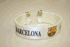 BARCELONA FC WHITE SUPER THICK FLEXIBLE BRACELET WRISTBAND .. FOOTBALL SOCCER .. NEW