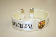 BARCELONA FC WHITE SUPER THICK FLEXIBLE BRACELET WRISTBAND .. FOOTBALL SOCCER .. NEW
