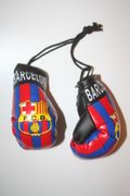 BARCELONA FCB SOCCER FOOTBALL CLUB SET OF 2 BOXING GLOVES FOR YOUR CAR MIRROR .. NEW