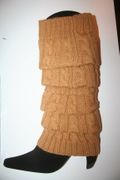 BEIGE PAIR OF LADIES LEG WARMERS LEGGINGS BY ANGELINA ... ONE SIZE ITS ALL .. NEW