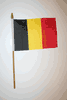 BELGIUM COUNTRY 4" X 6" SMALL  STICK FLAG WITH 10" POLE ..NEW
