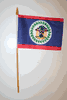 BELIZE COUNTRY 4" X 6" SMALL STICK FLAG WITH 10" POLE .. NEW