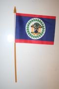BELIZE COUNTRY 4" X 6" SMALL STICK FLAG WITH 10" POLE .. NEW