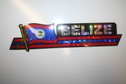 BELIZE COUNTRY FLAG LONG METALIC CAR AUTOMOBILE BUMPER STICKER DECAL EMBLEM .. NEW