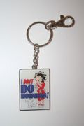 BETTY BOOP I DON'T DO MORNINGS! SQUARE METAL KEYCHAIN .. NEW