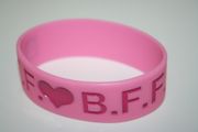 BFF PINK EXTRA WIDE 1" SILICONE TEXT BAND BRACELET WRISTBAND .. BEST FRIENDS FOREVER ... NEW
