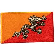 BHUTAN COUNTRY FLAG SMALL IRON ON PATCH CREST BADGE .. NEW