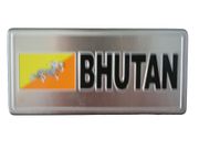 BHUTAN COUNTRY FLAG SMALL METAL LICENSE PLATE STICKER DECAL EMBLEM .. NEW