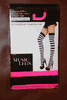 BLACK AND PINK HORIZONTAL STRIPES THIGH HIGH STOCKINGS ...100-175 LBS ... NEW