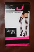 BLACK AND PINK HORIZONTAL STRIPES THIGH HIGH STOCKINGS ...100-175 LBS ... NEW