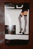 BLACK AND WHITE HORIZONTAL STRIPES THIGH HIGH STOCKINGS ...100-175 LBS ...NEW