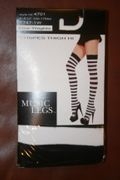 BLACK AND WHITE HORIZONTAL STRIPES THIGH HIGH STOCKINGS ...100-175 LBS ...NEW