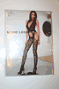 BLACK BOW LACE HALTER TOP SUSPENDER CROTCHLESS BODYSTOCKINGS ... 100-175 LBS .. NEW IN PACKAGE