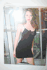 BLACK FLOWER LACE CHEMISE WITH SIDE TIE MINI LINGERIE BY MUSIC LEGS .. 100-175 LBS .. NEW IN PACKAGE