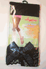 BLACK FOOTLESS CAPRI TIGHTS WITH BLUE POLKA DOT BOWS BY  ANGELINA 100 - 175 LBS ... NEW IN PACKAGE