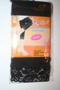 BLACK FOOTLESS CAPRI TIGHTS WITH LACE BY ANGELINA ... 100-175 LBS ... NEW