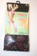 BLACK FOOTLESS CAPRI TIGHTS WITH PINK POLKA DOT BOWS BY ANGELINA 100 - 175 ... NEW IN PACKAGE