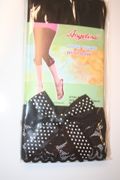 BLACK FOOTLESS CAPRI TIGHTS WITH WHITE POLKA DOT BOWS BY ANGELINA 100 - 175 LBS .... NEW IN PACKAGE