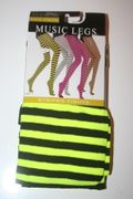 BLACK & GREEN HORIZONTAL LADIES STRIPED TIGHTS 100-175 ... NEW IN PACKAGE