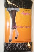 BLACK LACE FOOTLESS THIGHTS BY ANGELINA 100 - 175 LBS ... NEW
