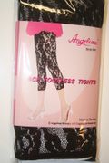 BLACK LACE FOOTLESS TIGHTS BY ANGELINA 100-170 LBS ... NEW