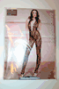 BLACK LACE UP FRONT CROTCHLESS FOOTLESS BODYSTOCKING WITH SPAGHETTI STRAP ... 100-175 LBS ... NEW IN PACKAGE