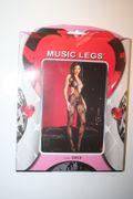 BLACK LACE V NECK TIE TOP HALTER CUT-OFF BACK BODYSTOCKING BY MUSIC LEGS .. 100-175 LBS .. NEW IN PACKAGE